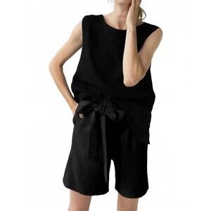 NEW LE MUSE high waisted linen short in black
